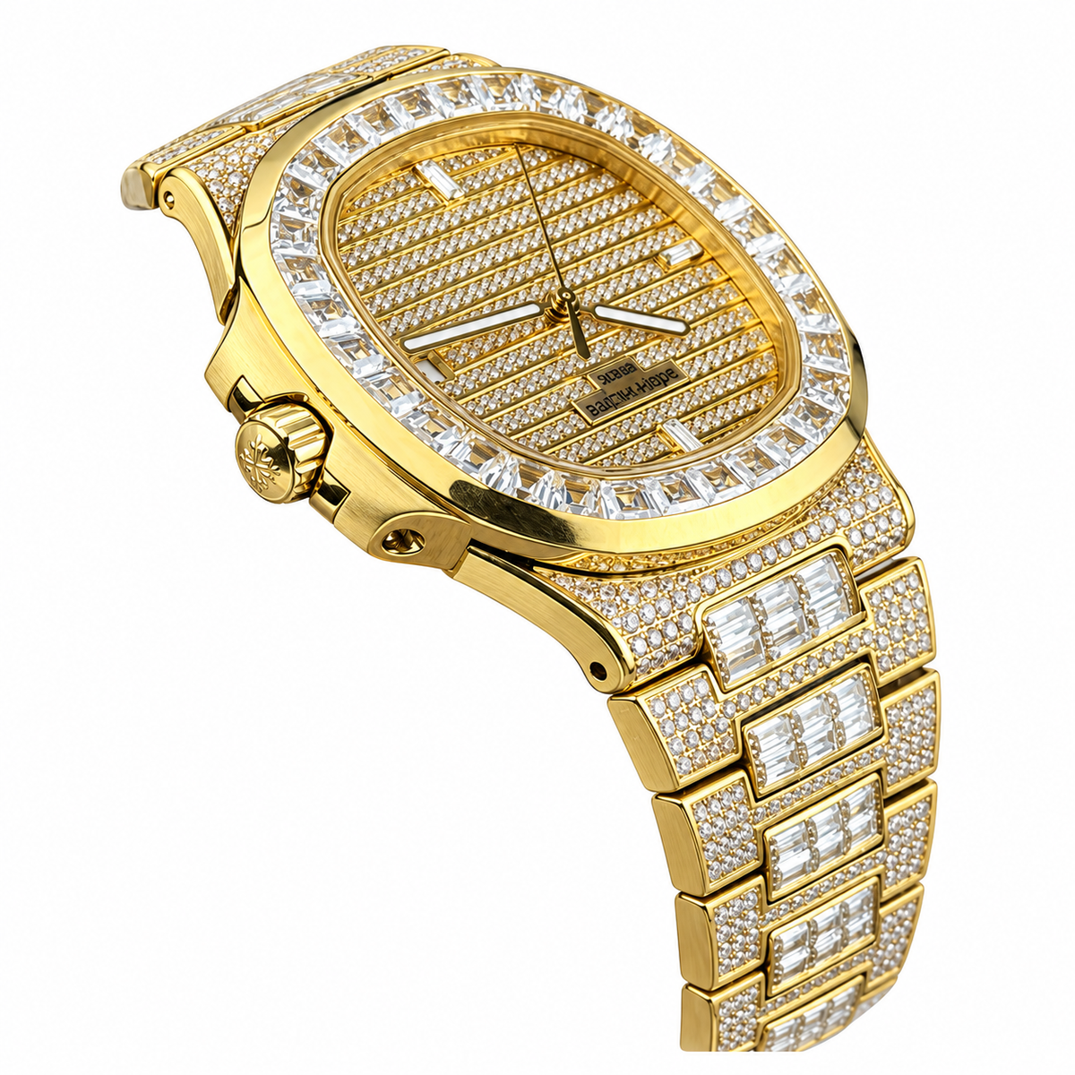 Patek Philippe Nautilus Iced Out Full Diamond Yellow Gold Baguette 40mm