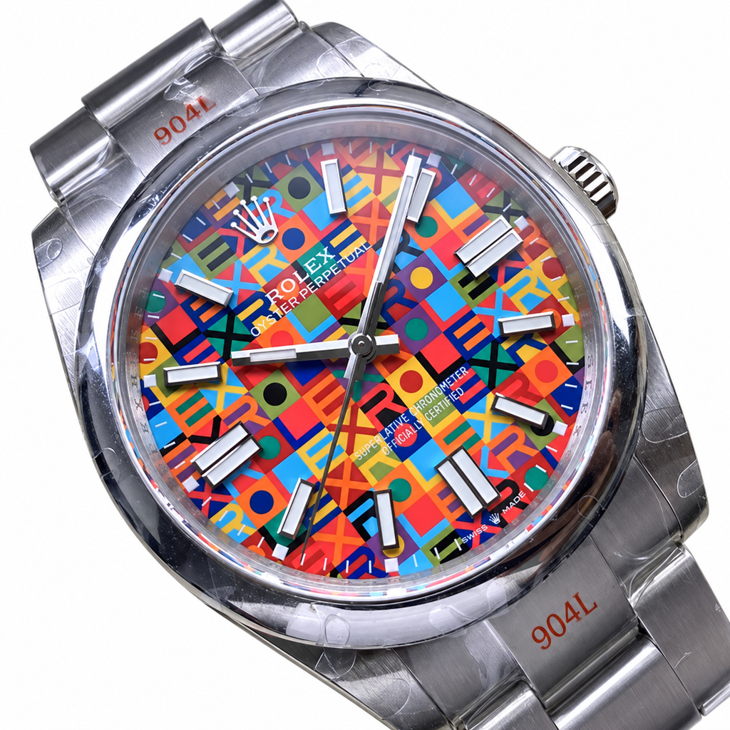 Rolex Oyster Perpetual 41 Celebration Motif Dial 904L Steel Watch