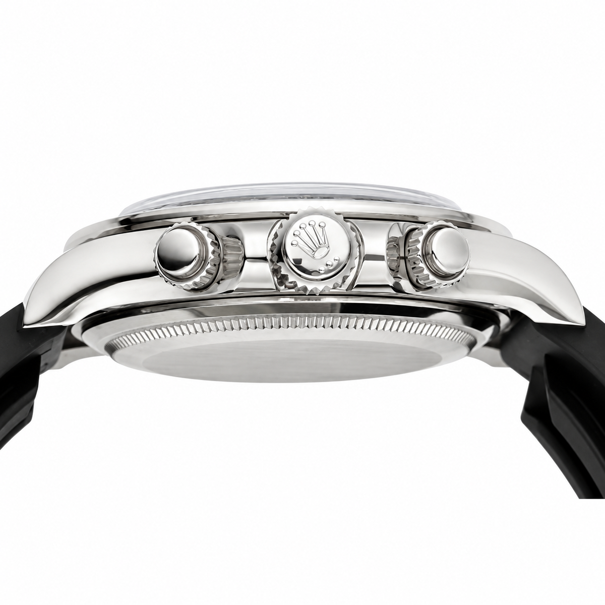 Rolex Cosmograph Daytona White Gold Black Ceramic Bezel Black Dial Silver Sub-dials Oysterflex Watch