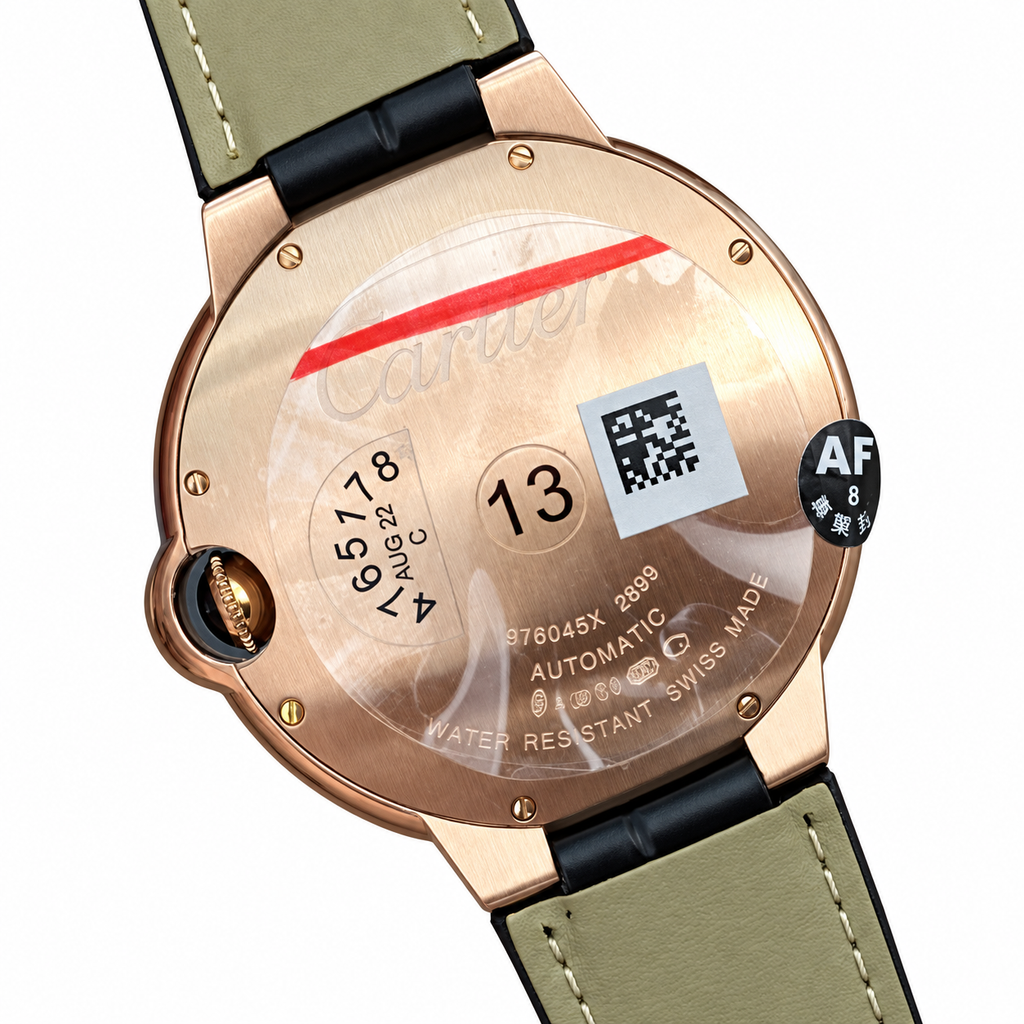 Cartier Ballon Bleu de Cartier Rose Gold Diamond Bezel Black Guilloché Dial Automatic Watch