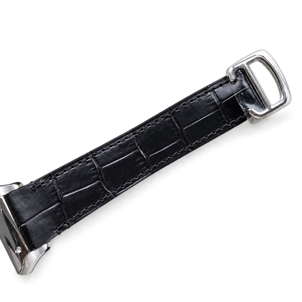 Cartier Santos de Cartier Large Stainless Steel Skeleton Green Roman Numeral Black Alligator Strap Automatic Watch