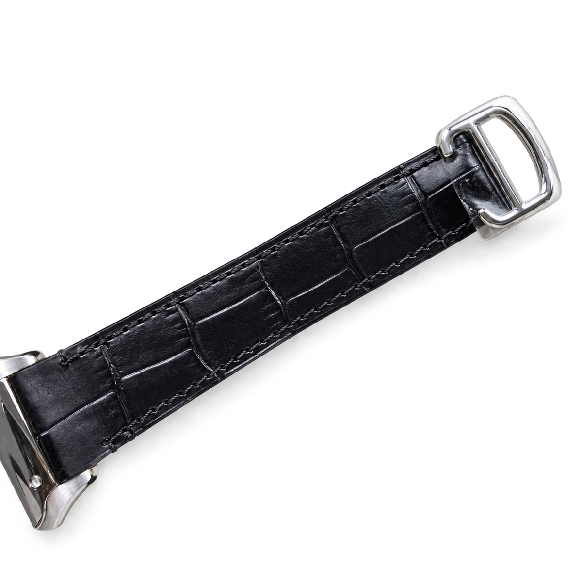 Cartier Santos de Cartier Large Stainless Steel Skeleton Green Roman Numeral Black Alligator Strap Automatic Watch
