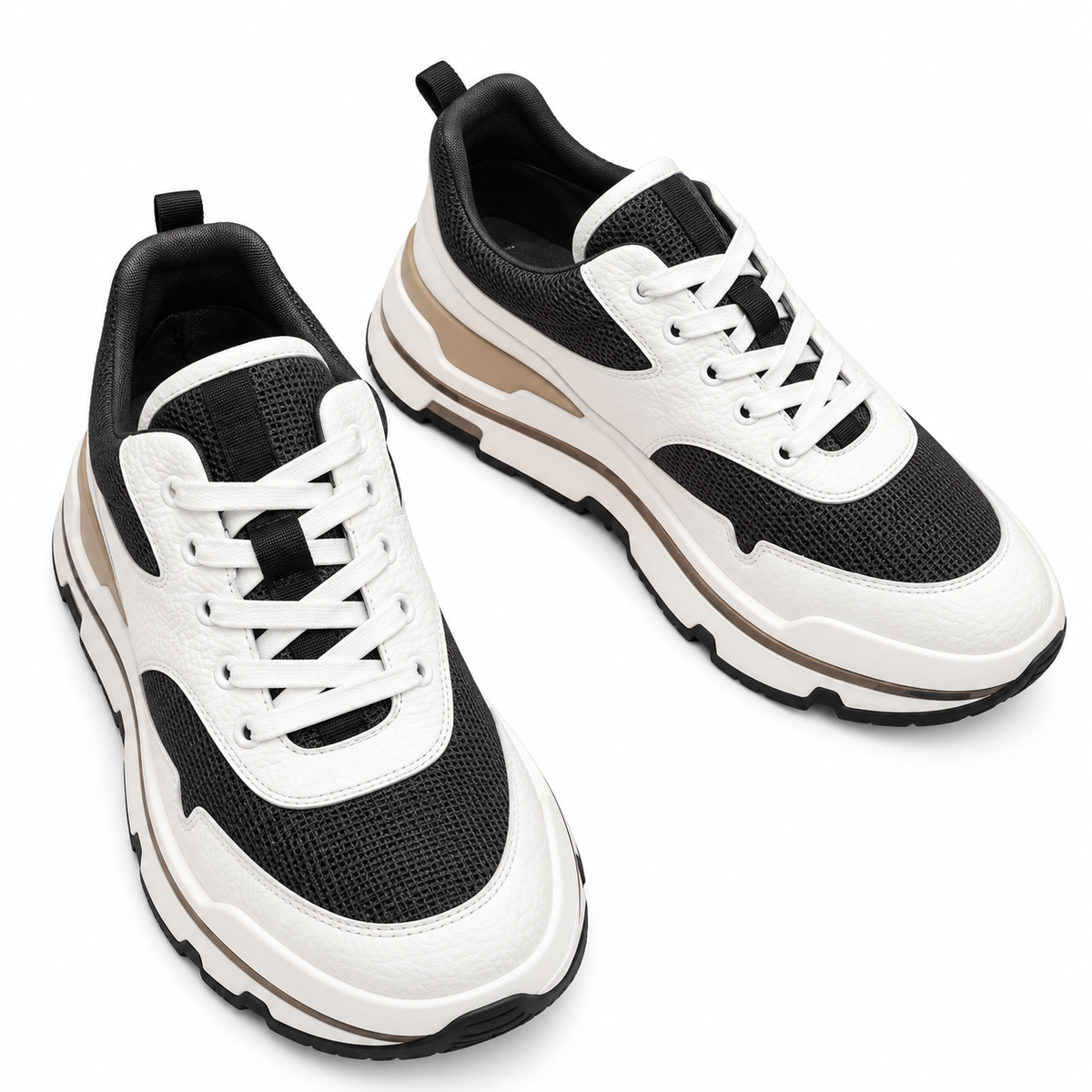 Hermès Black and White Leather & Mesh Low-Top Sneakers