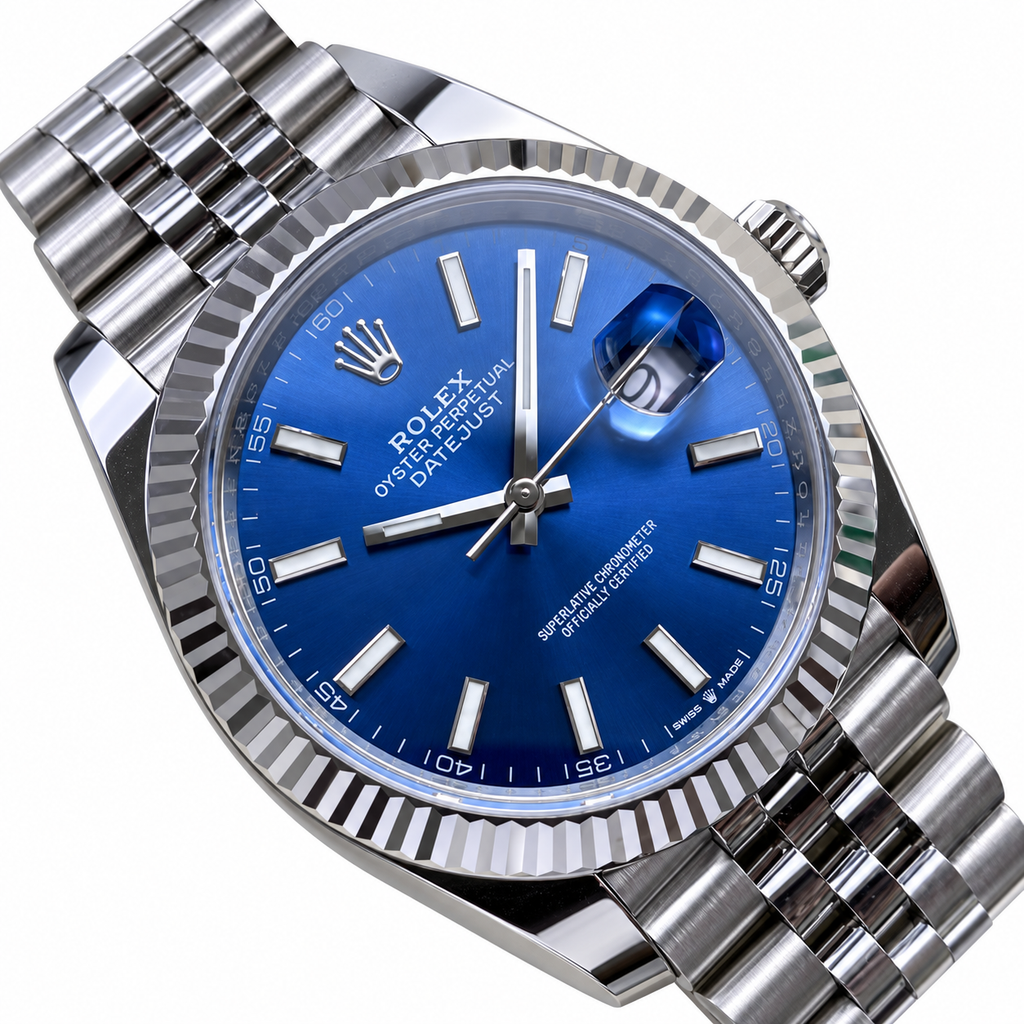 Rolex Datejust 41mm Blue Dial Fluted Bezel Jubilee Bracelet Watch