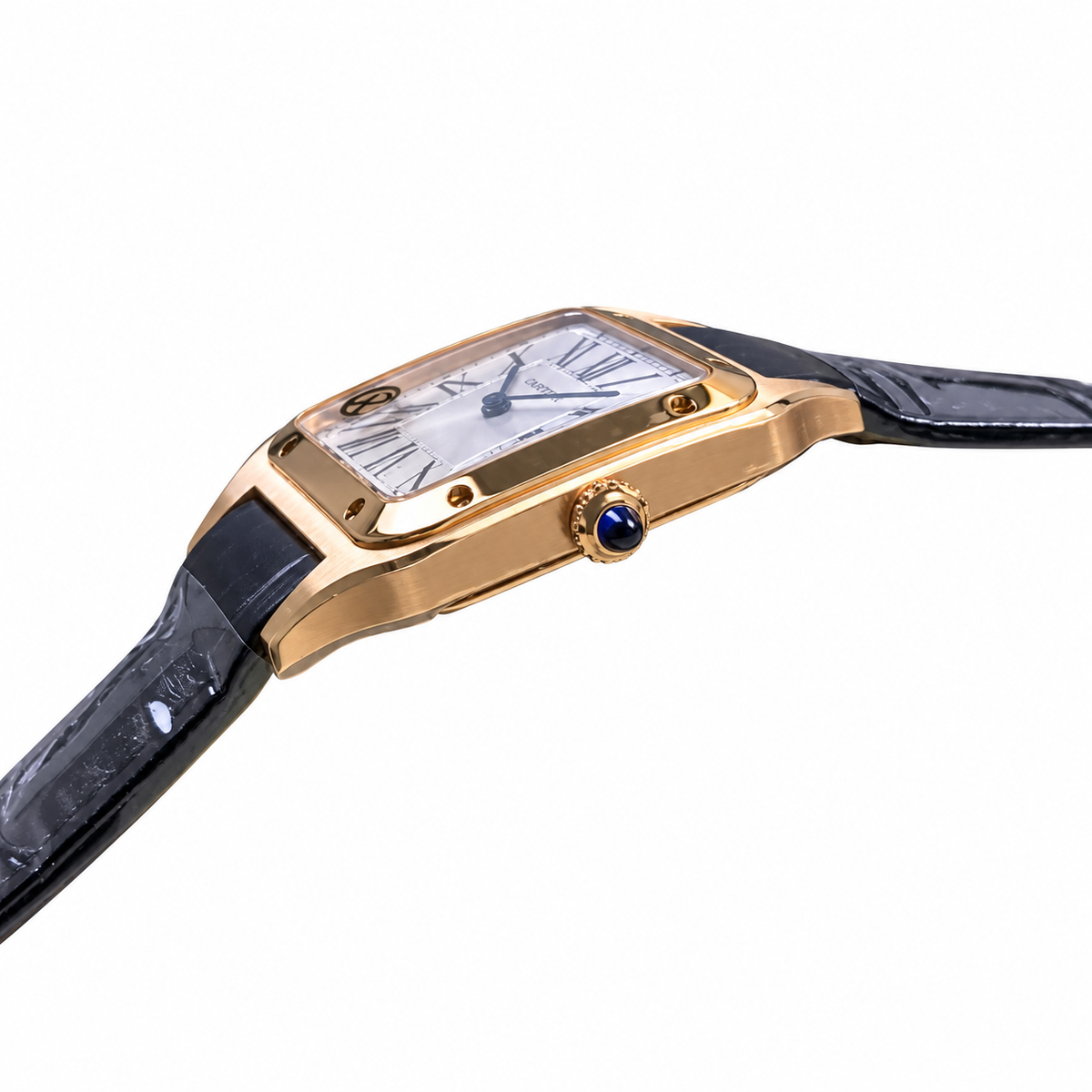 Cartier Santos-Dumont XL Rose Gold White Dial Black Alligator Watch