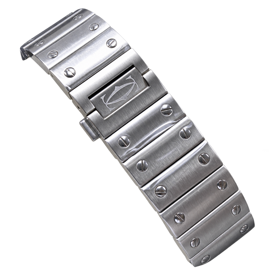 Cartier Santos de Cartier Large Stainless Steel Grey Dial Roman Numeral Steel Bracelet Automatic Watch