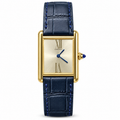 Cartier Tank Must Yellow Gold Champagne Dial Navy Alligator Strap Watch