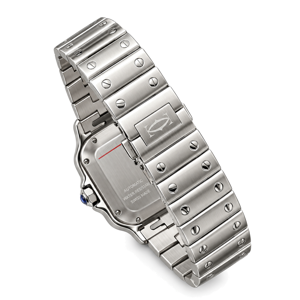 Cartier Santos de Cartier Medium Stainless Steel White Dial Steel Bracelet Automatic Watch