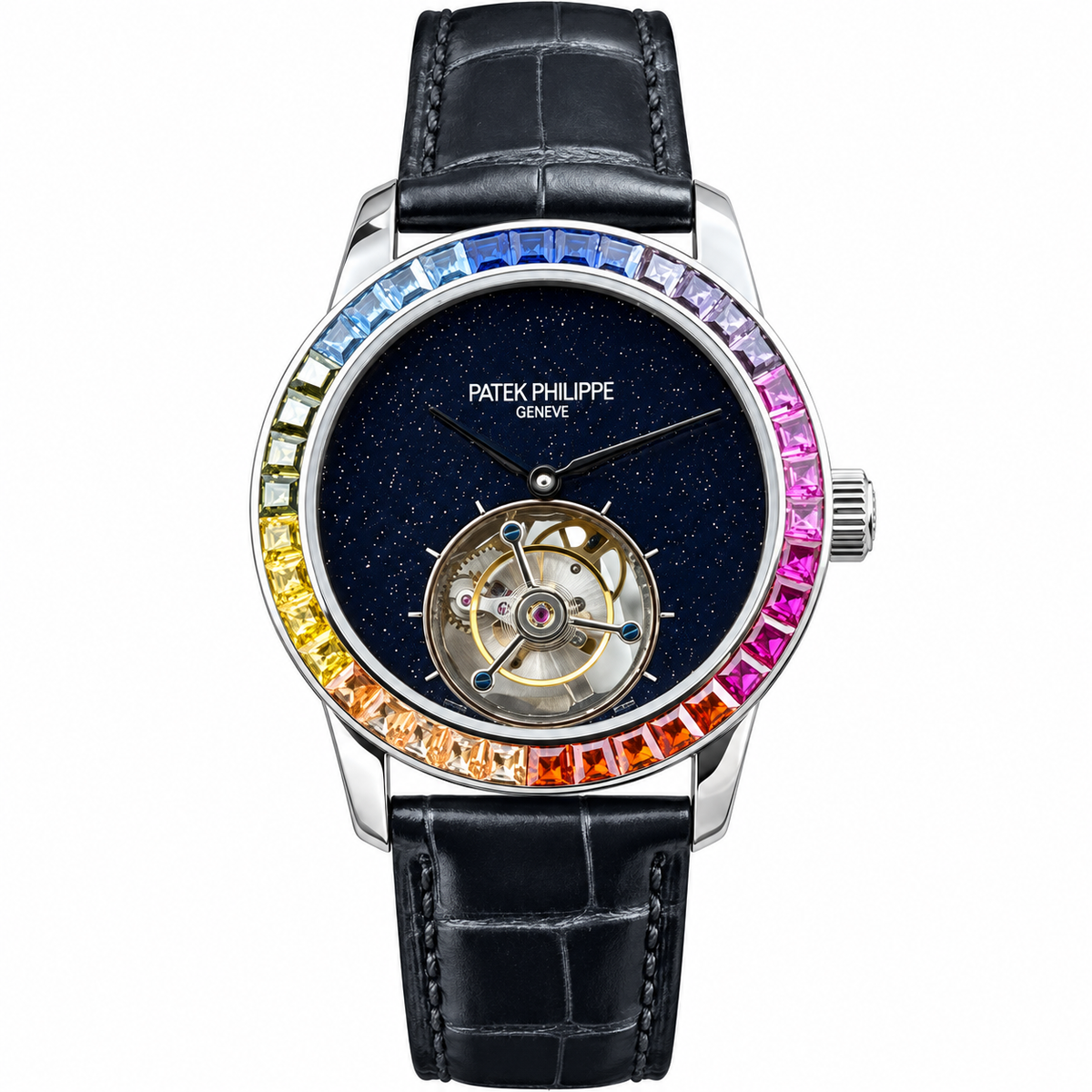 Patek Philippe Calatrava Tourbillon Rainbow Sapphire White Gold 42mm