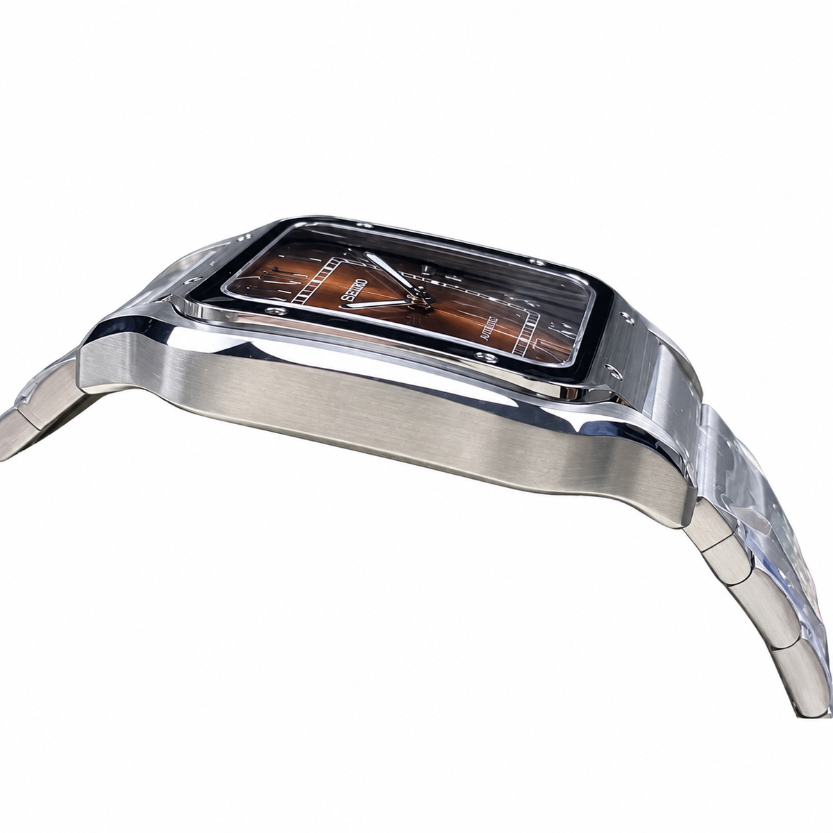 Cartier Santos de Cartier Steel Brown Fumé Dial Automatic Watch