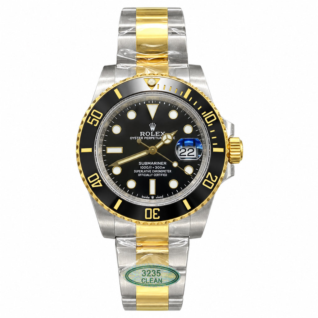 Rolex Submariner Date Oystersteel Yellow Gold Black Ceramic Bezel Black Dial Oyster Bracelet Watch 41mm