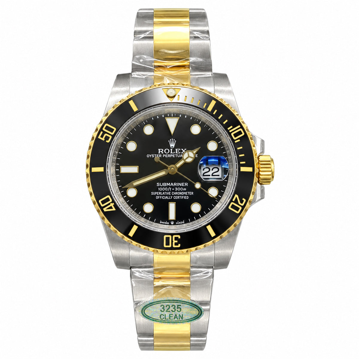 Rolex Submariner Date Oystersteel Yellow Gold Black Ceramic Bezel Black Dial Oyster Bracelet Watch 41mm