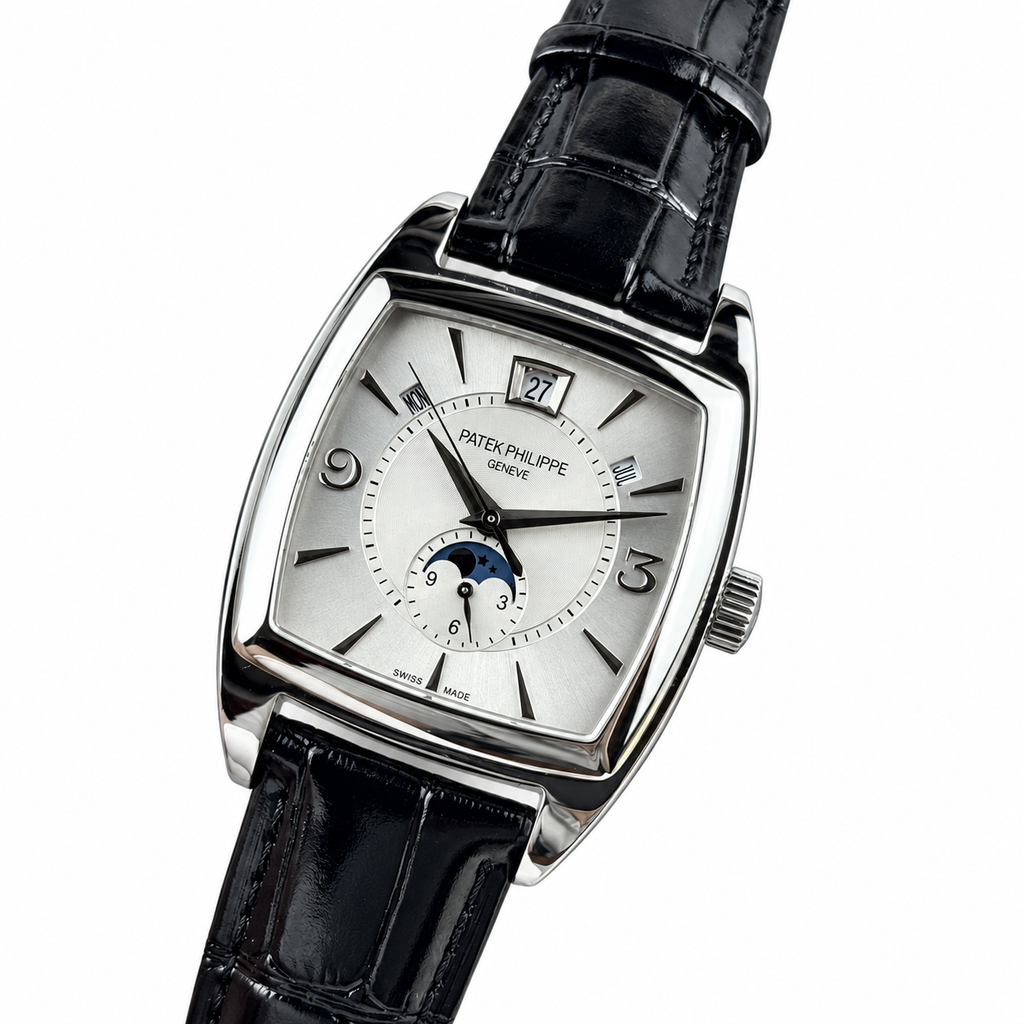 Patek Philippe Gondolo Moon Phase Date White Gold Watch