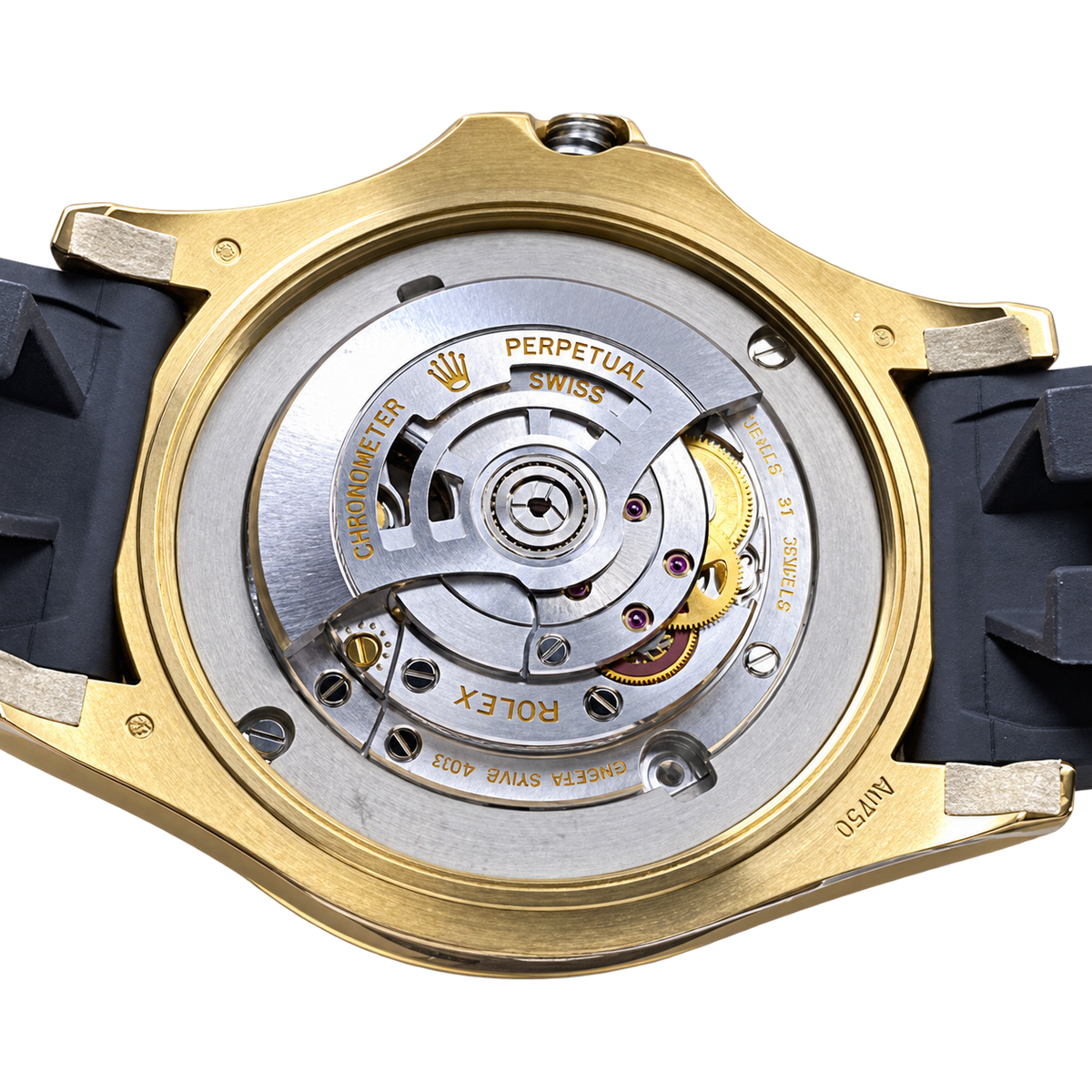Rolex Yacht-Master Yellow Gold Black Ceramic Bezel Black Dial Oysterflex Watch
