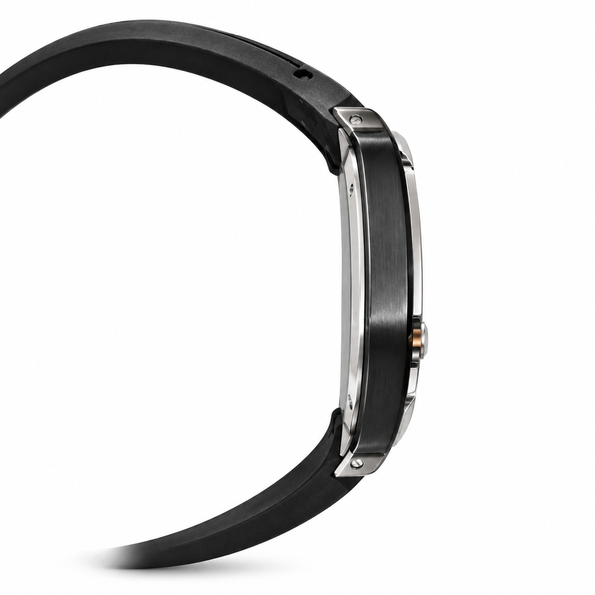 Cartier Santos de Cartier Large Steel Black DLC Skeleton Silver Roman Numeral Black Rubber Strap Automatic Watch