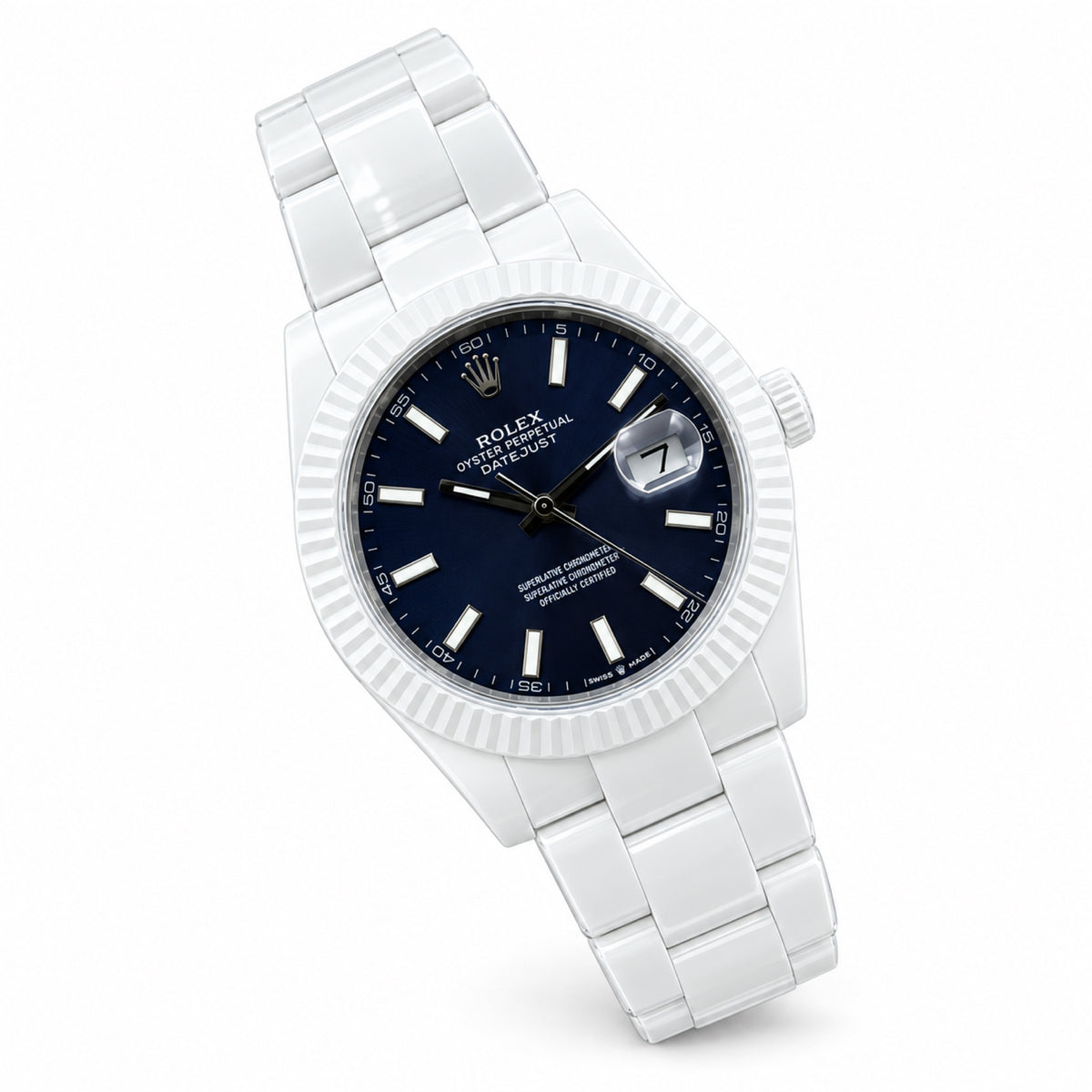 Rolex Datejust 41mm AET Remould White Ceramic Black Dial Custom Watch