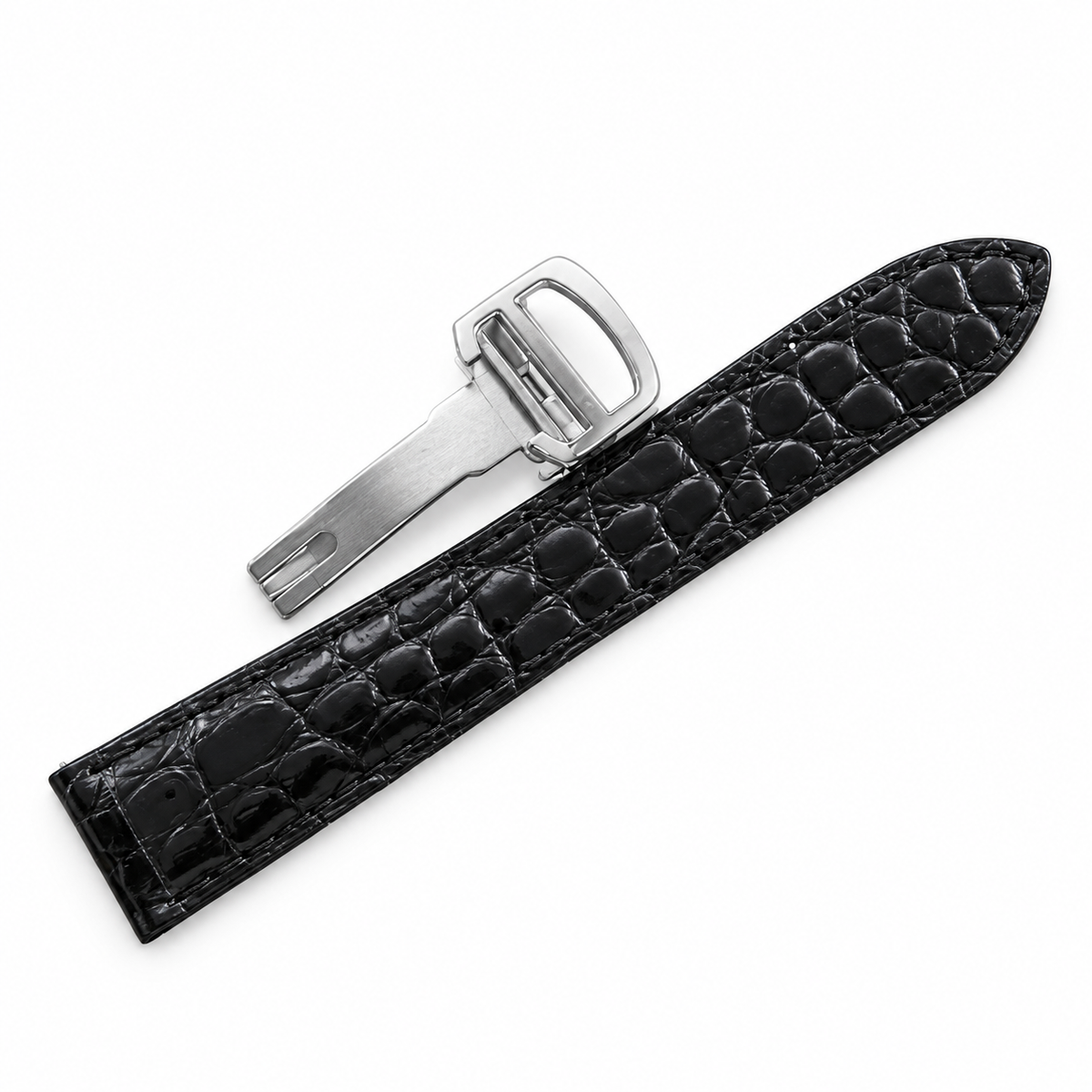 Cartier Tank Solo Large Stainless Steel Diamond Bezel White Dial Black Alligator Strap Watch