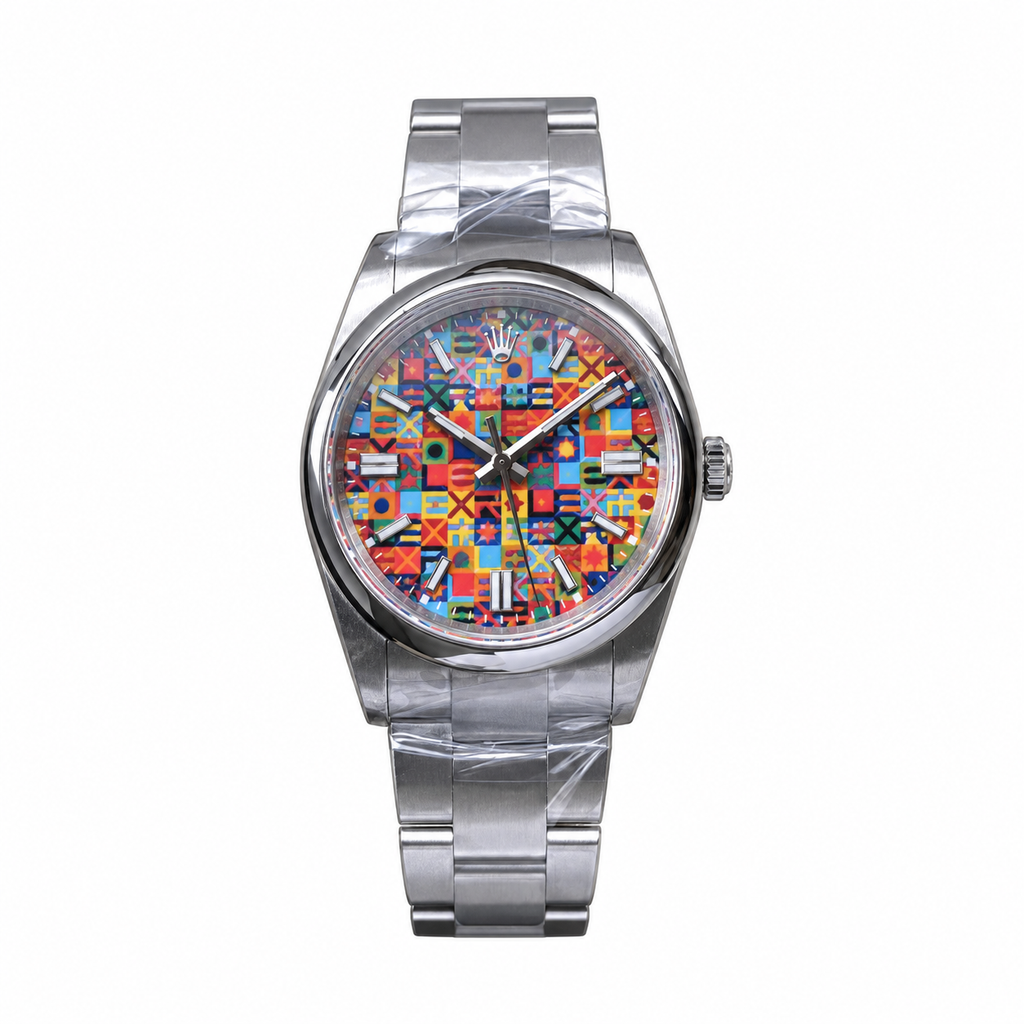 Rolex Oyster Perpetual 36 Celebration Mosaic Art Dial Stainless Steel Watch