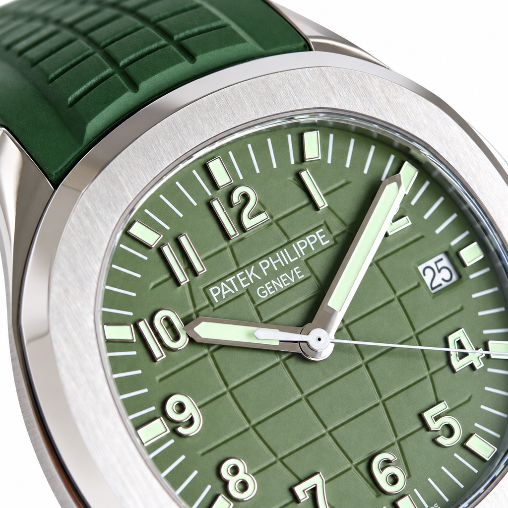 Patek Philippe Aquanaut 5168G White Gold Olive Green Dial Green Rubber Strap 42.2mm