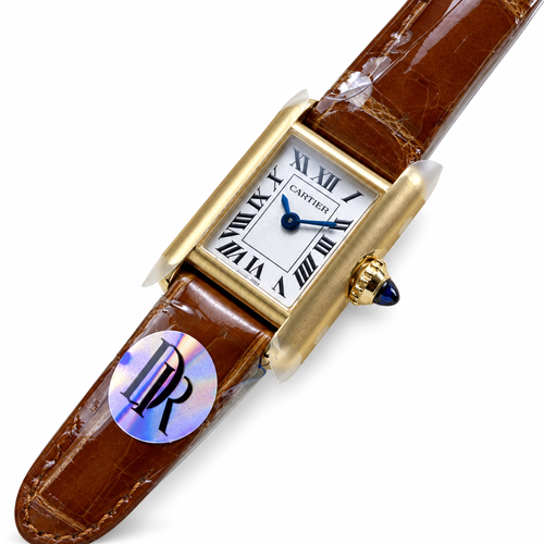 Cartier Tank Louis Cartier Yellow Gold White Dial Brown Alligator Watch