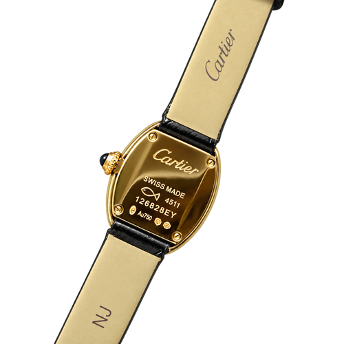 Cartier Baignoire Mini Yellow Gold Cream Dial Black Leather Watch