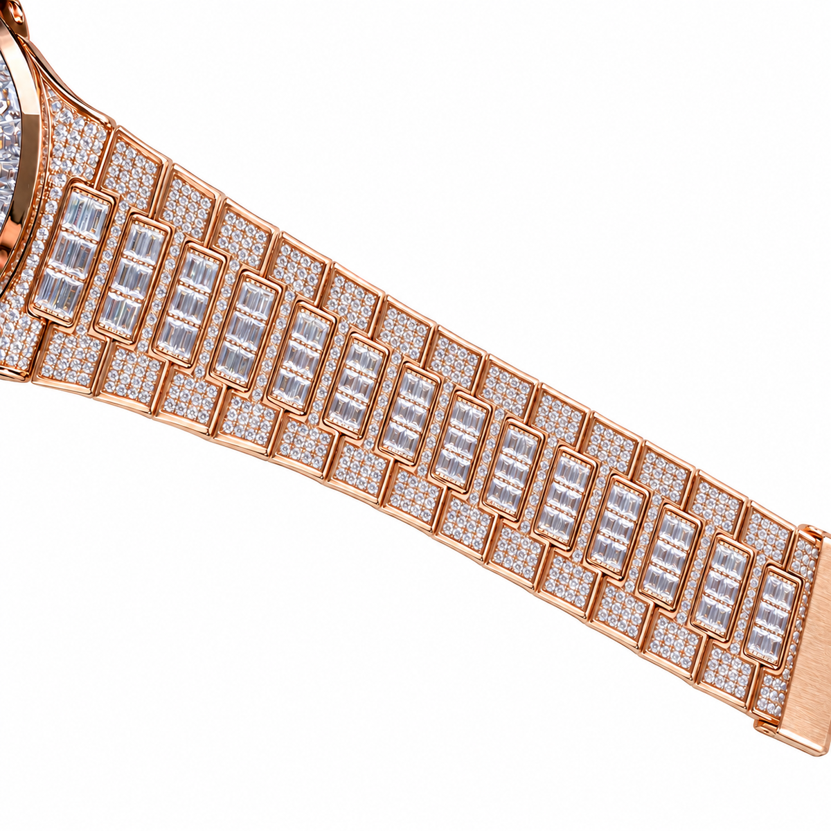 Patek Philippe Nautilus 5719/10R Rose Gold Full Diamond Pave Baguette Bezel Iced Out 40mm