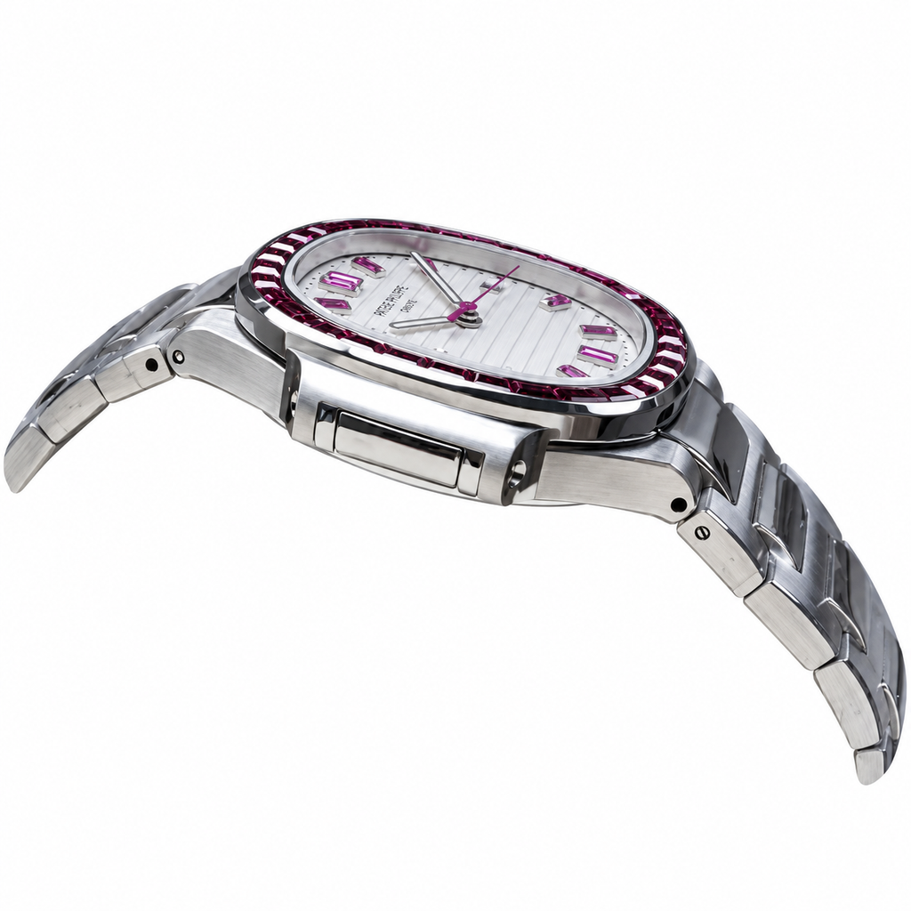 Patek Philippe Nautilus Ruby Baguette Steel White Dial