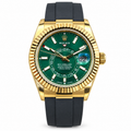 Rolex Sky-Dweller Yellow Gold Green Dial Oysterflex Watch