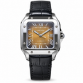 Cartier Santos de Cartier Large Stainless Steel Champagne Dial Roman Numeral Interchangeable Black Alligator Strap & Steel Bracelet Automatic Watch