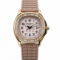 Patek Philippe Aquanaut Luce Rose Gold Diamond Bezel White MOP Beige Strap 44mm