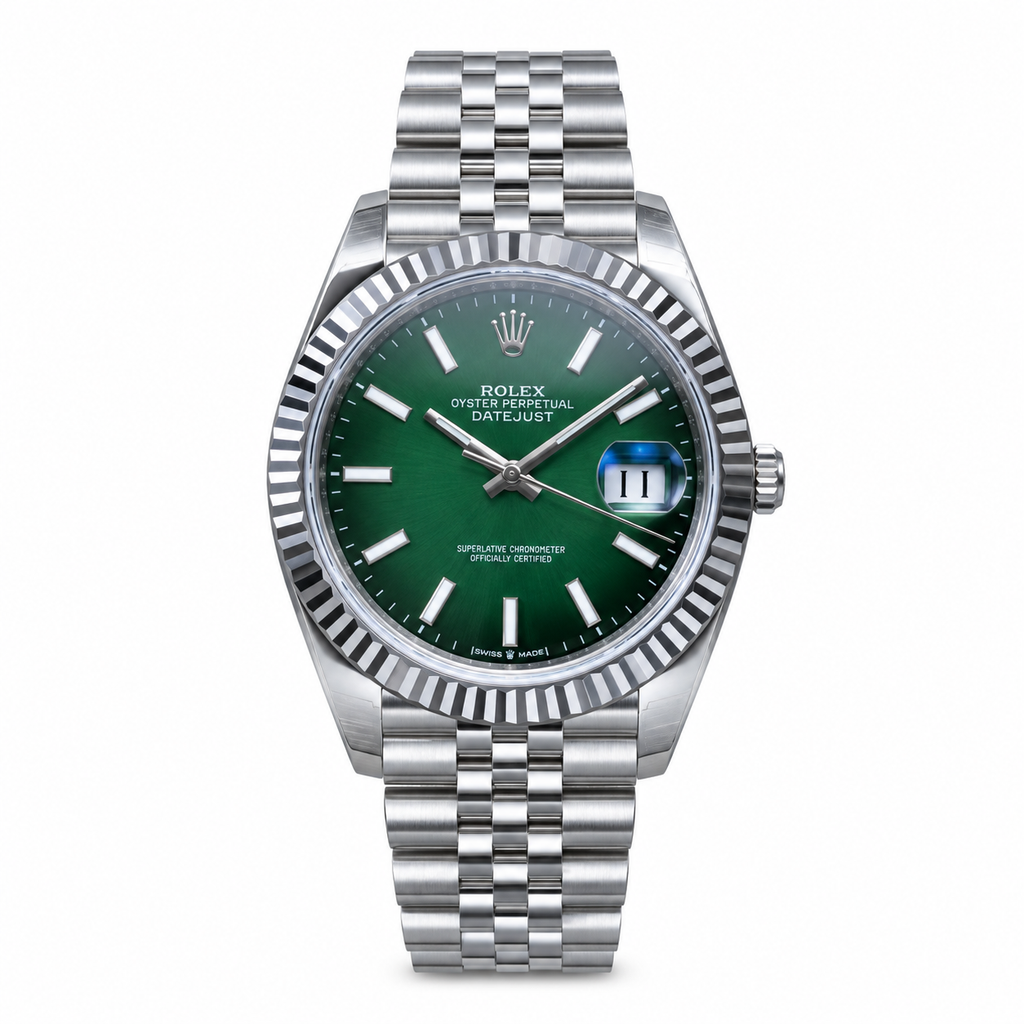 Rolex Datejust Green Dial Fluted Bezel Jubilee Bracelet Oystersteel
