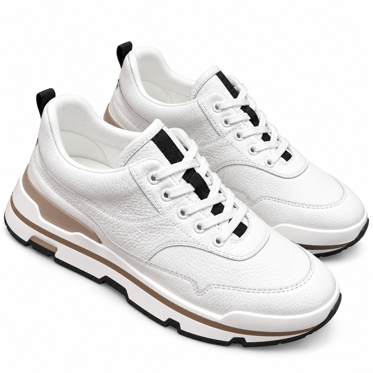 Hermès White Leather Low-Top Sneakers with Contrast Sole