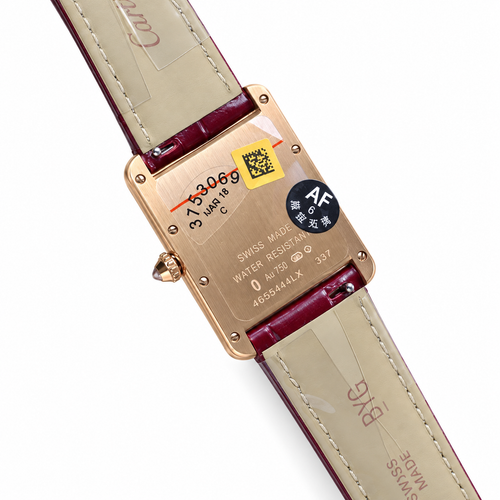 Cartier Tank Diamond Yellow Gold Burgundy Alligator Watch