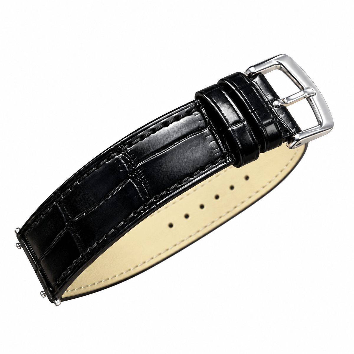 Cartier Santos-Dumont XL Stainless Steel White Dial Black Alligator Strap Watch