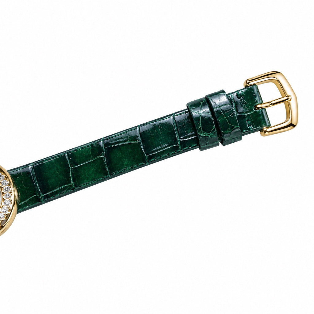 Cartier Baignoire Diamond Yellow Gold Green Alligator Watch