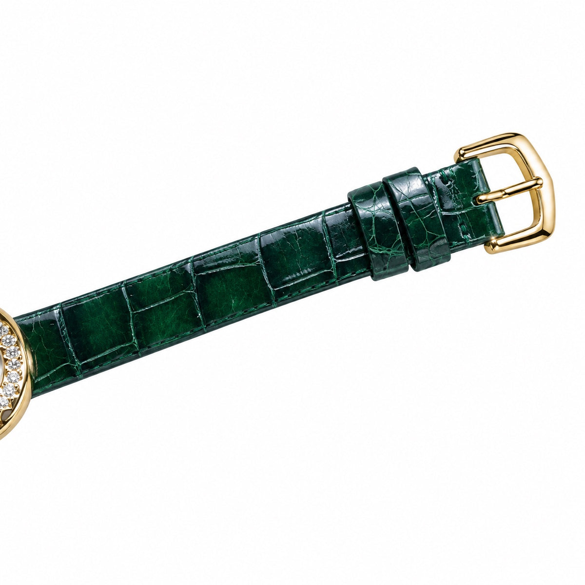 Cartier Baignoire Diamond Yellow Gold Green Alligator Watch