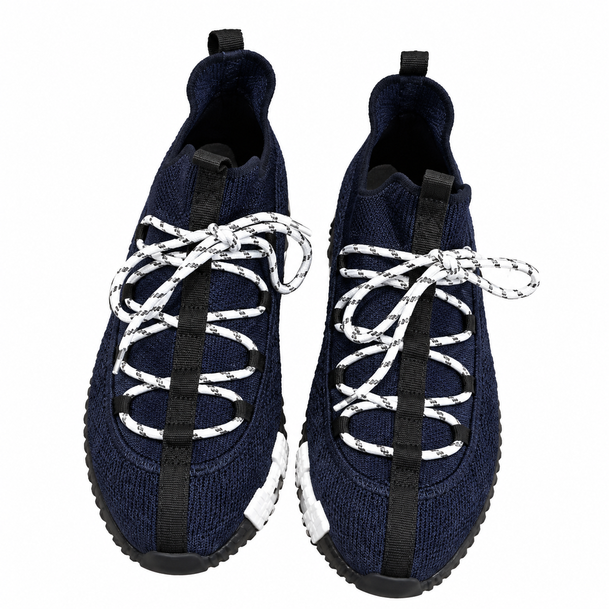 Hermès Navy Low-Top Sneakers with Patterned Laces