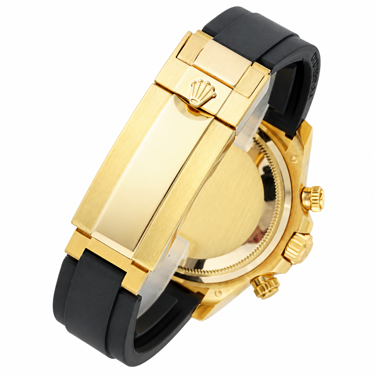 Rolex Cosmograph Daytona 18K Yellow Gold Black Ceramic Bezel Champagne Dial Oysterflex Watch 40mm