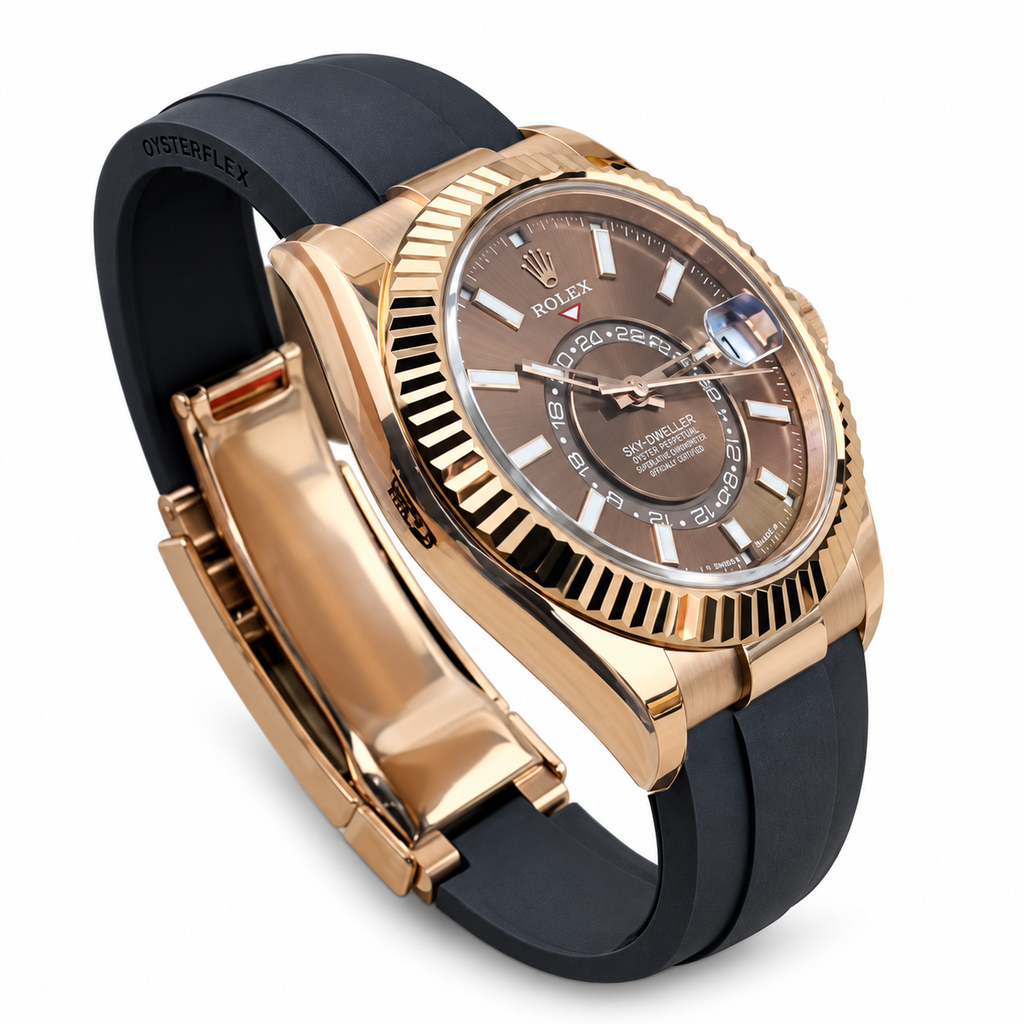 Rolex Sky-Dweller Rose Gold Chocolate Dial Oysterflex Watch