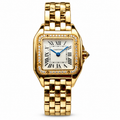 Cartier Panthère de Cartier Small 18k Yellow Gold Diamond Bezel Cream Dial Roman Numeral Yellow Gold Bracelet Quartz Watch