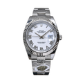 Rolex Datejust White Roman Numeral Dial Fluted Bezel Oyster Bracelet Oystersteel