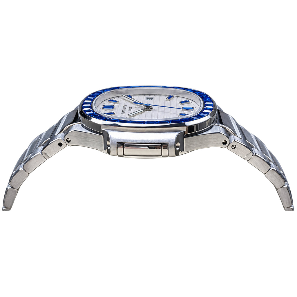 Patek Philippe Nautilus Sapphire Baguette Steel White Dial
