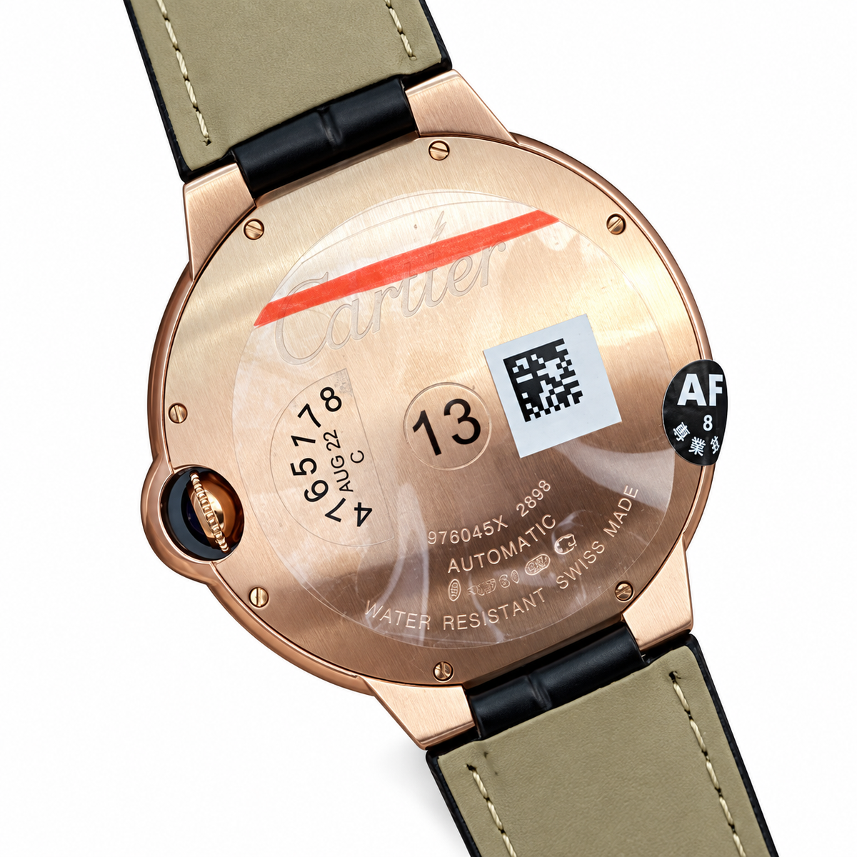 Cartier Ballon Bleu de Cartier Rose Gold Diamond Bezel Chocolate Dial Black Alligator Watch
