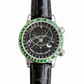 Patek Philippe Celestial White Gold Emerald Bezel Black Star Dial Moon Phase 44mm