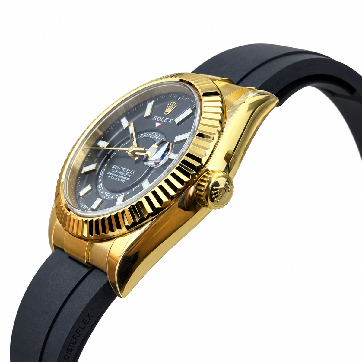 Rolex Sky-Dweller Yellow Gold Black Dial Oysterflex Watch