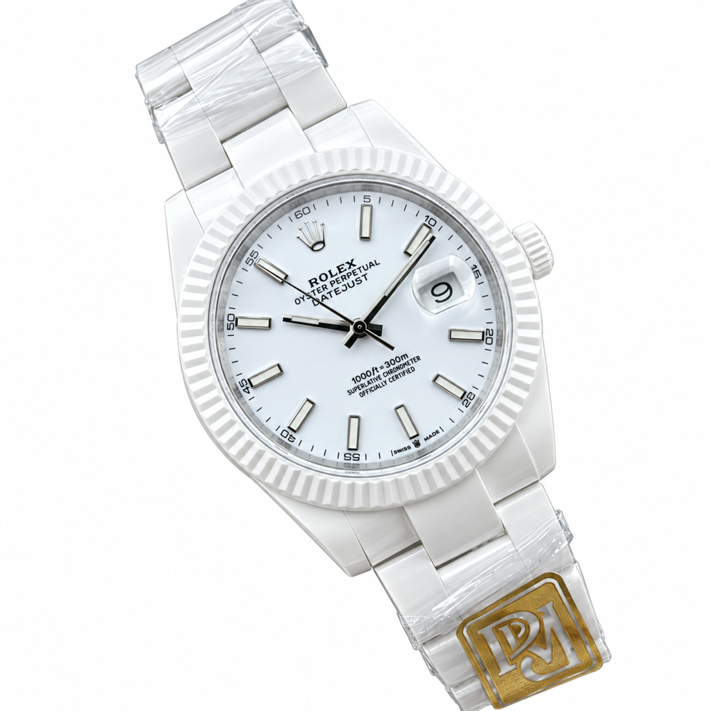 Rolex Datejust 41mm AET Remould Full White Ceramic Custom Watch