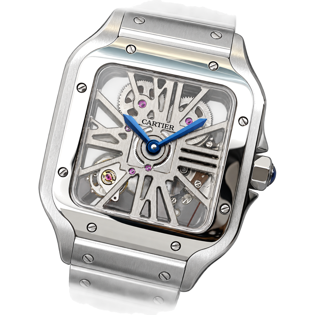 Cartier Santos de Cartier Large Skeleton Stainless Steel Automatic Steel Bracelet Watch