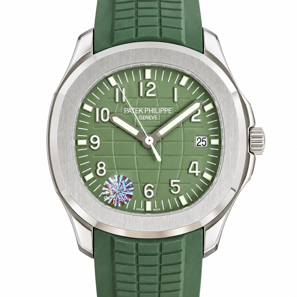Patek Philippe Aquanaut 5168G White Gold Olive Green Dial Green Rubber Strap 42.2mm