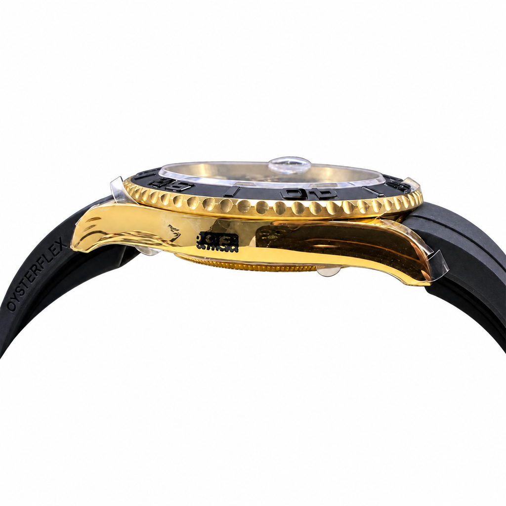 Rolex Yacht-Master 42 Yellow Gold Black Ceramic Bezel Oysterflex Watch