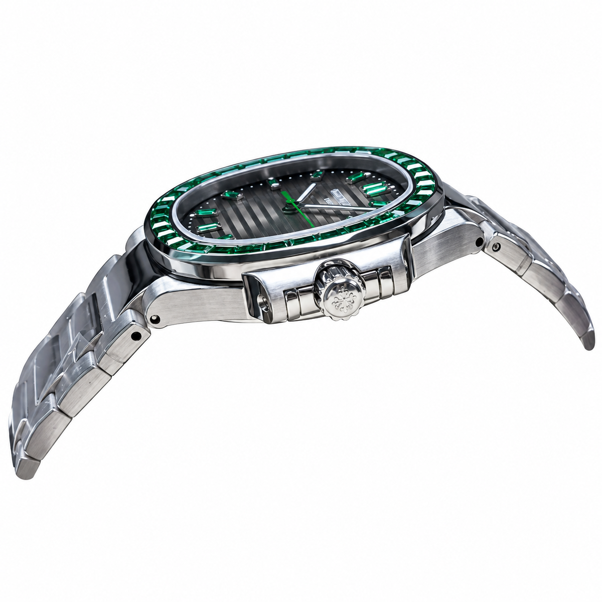 Patek Philippe Nautilus Emerald Baguette Steel Black Dial